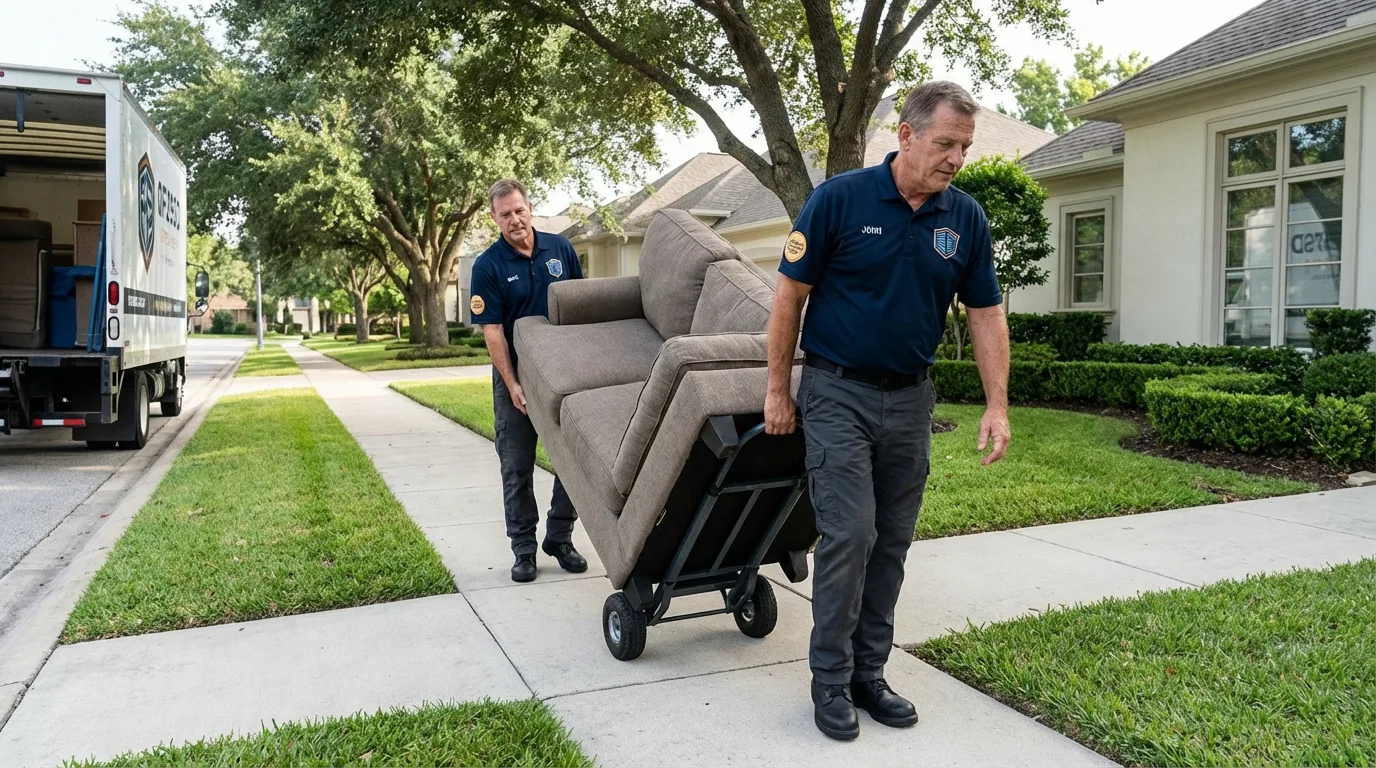 Local residential moving crew loading furniture in Huntington Station, NY